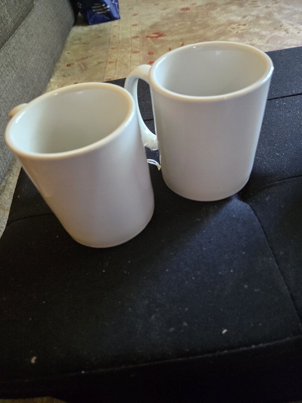 Buffalo White Ceramic Coffee Mugs - Pair